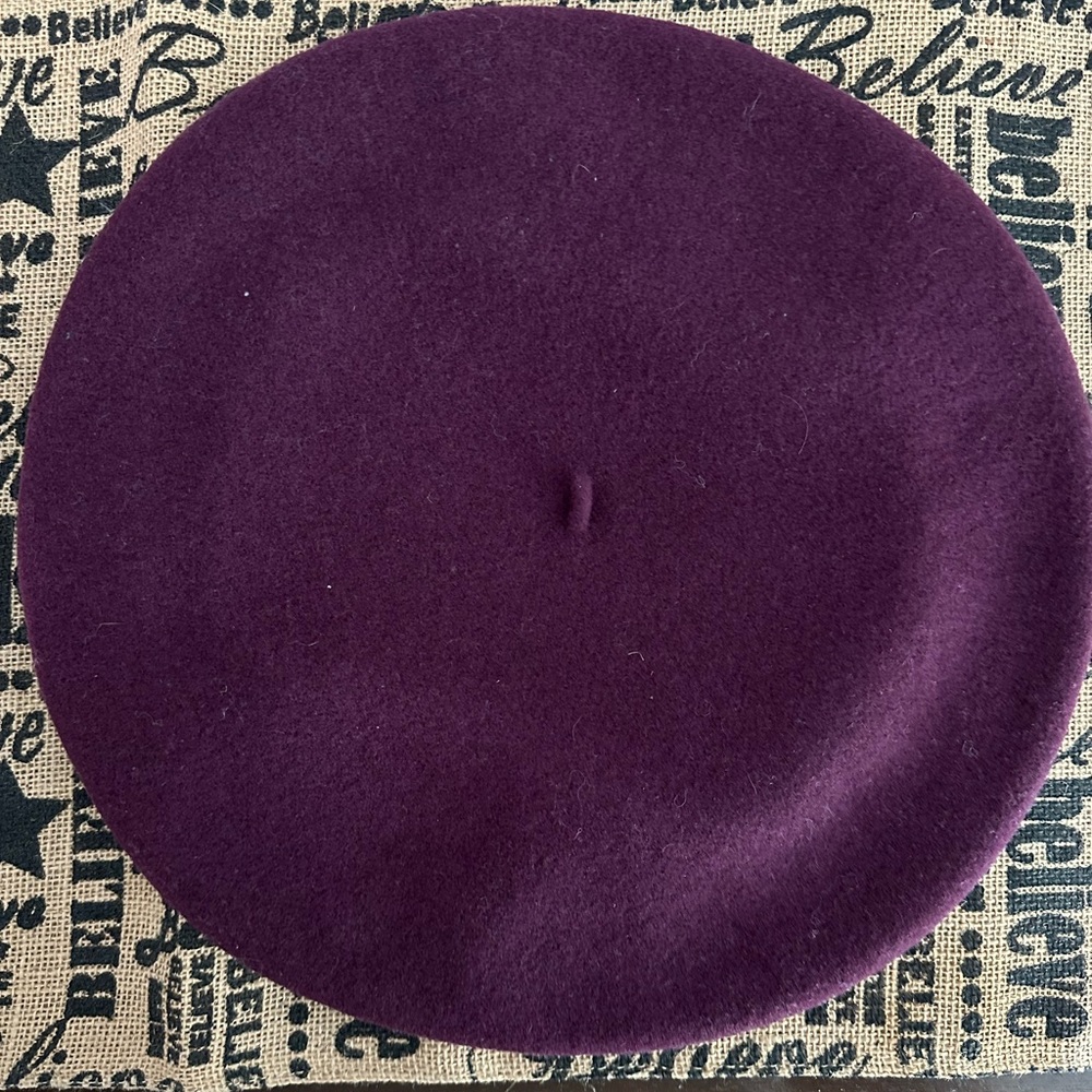 Oui! Oui! French Wool Beret in Deep wine/Burgundy Purple made in France